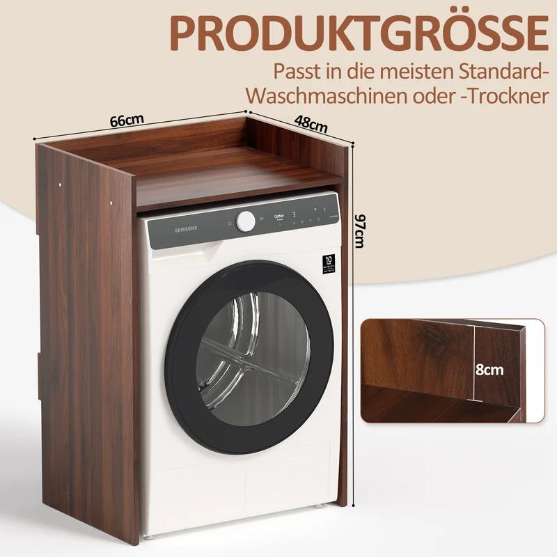 SWANEW Waschmaschinenschrank für Waschmaschine Wäschetrockner, Waschmaschinenschrank Überbauschrank, Waschmaschinenregal