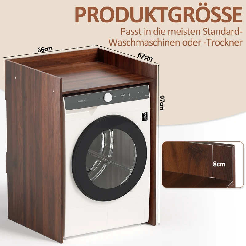 SWANEW Waschmaschinenschrank für Waschmaschine Wäschetrockner, Waschmaschinenschrank Überbauschrank, Waschmaschinenregal