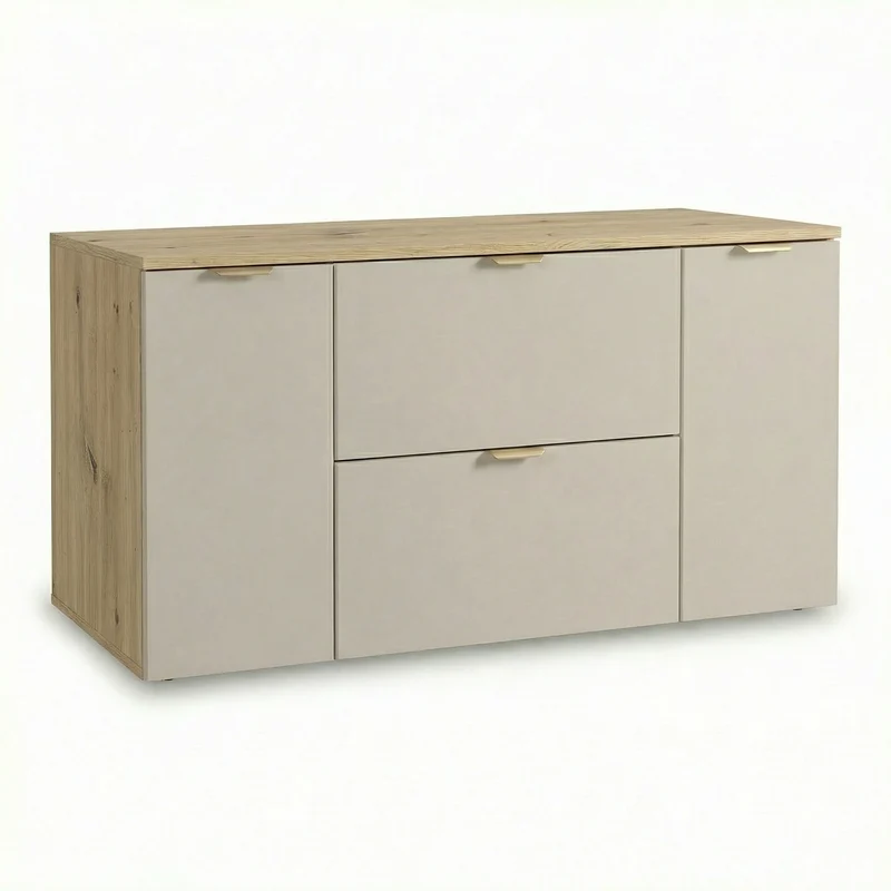 Waschtischunterschrank mit 2 Türen und 2 Schubladen 120 cm Orio - Kaschmir/Eiche artisan
