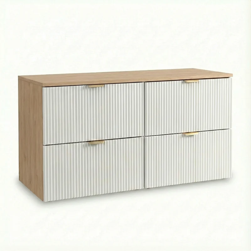 Waschtischunterschrank mit 4 Schubladen 120 cm Willy - Weiß/Walnuss