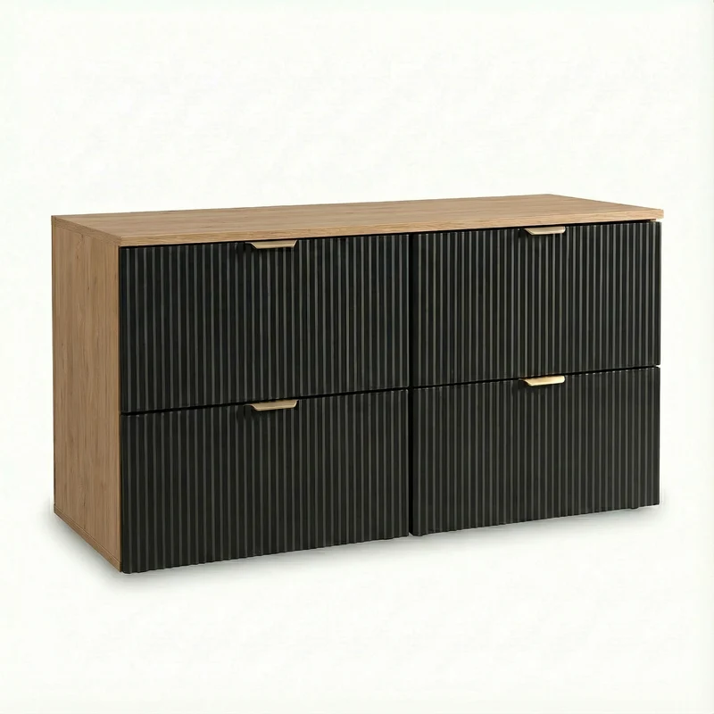 Waschtischunterschrank mit 4 Schubladen 120 cm Willy - Schwarz/Walnuss
