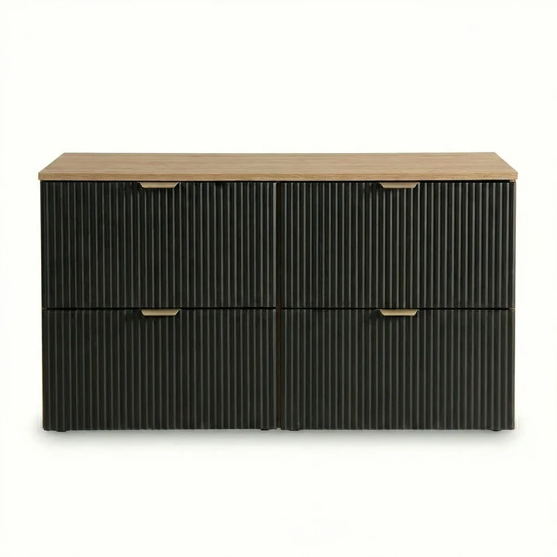 Waschtischunterschrank mit 4 Schubladen 120 cm Willy - Schwarz/Walnuss