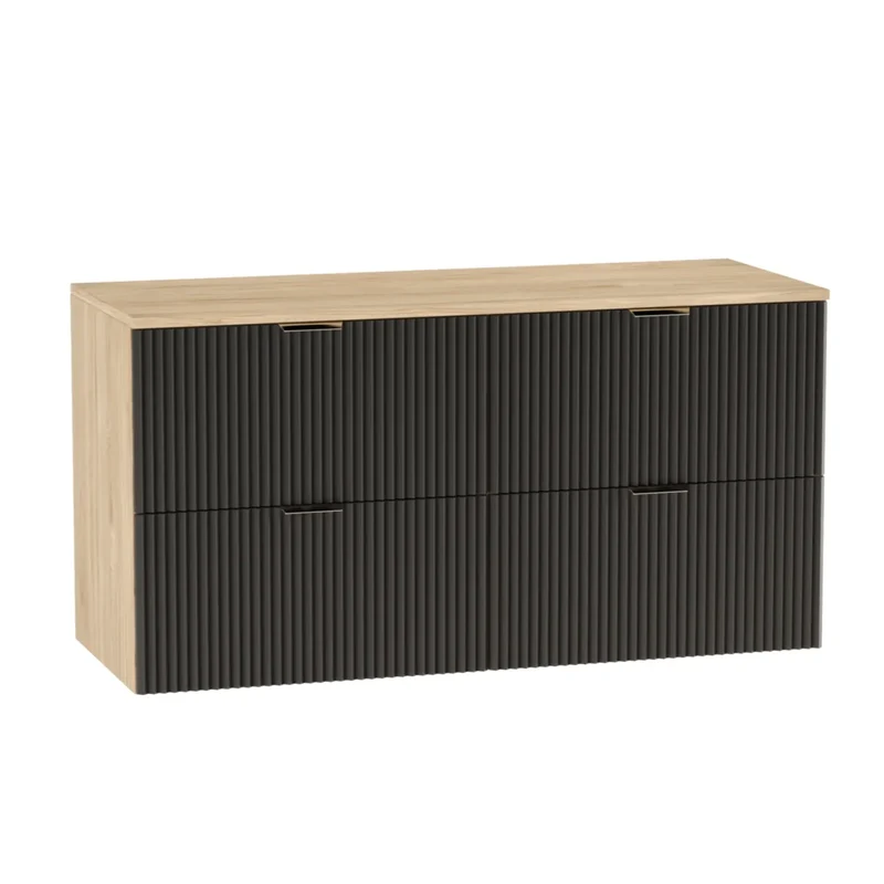 Waschtischunterschrank mit 4 Schubladen 120 cm Willy - Schwarz/Walnuss