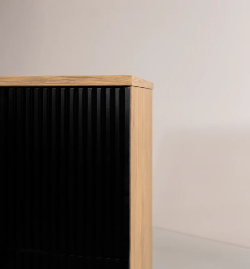 Waschtischunterschrank mit 2 Schubladen 60 cm Willy - Schwarz/Walnuss