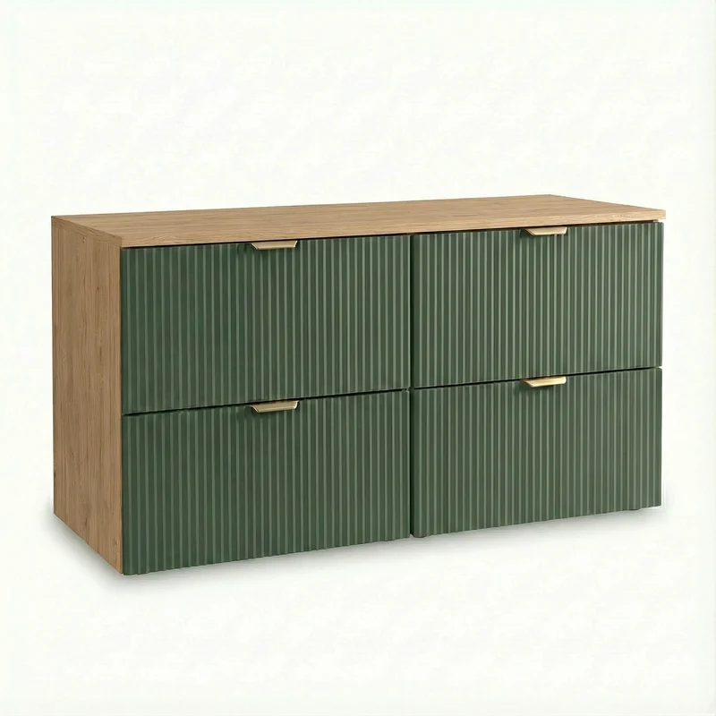 Waschtischunterschrank mit 4 Schubladen 120 cm Willy - Salbei/Walnuss