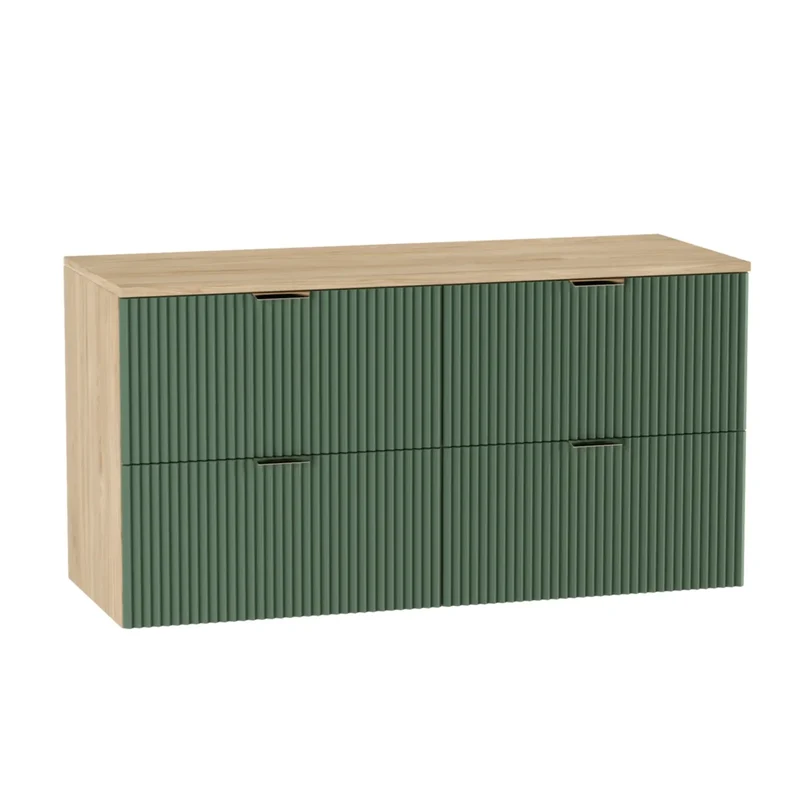 Waschtischunterschrank mit 4 Schubladen 120 cm Willy - Salbei/Walnuss
