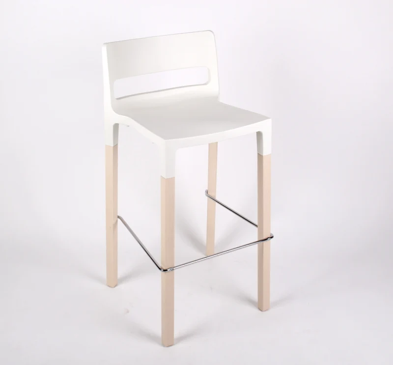 Design Barhocker mit Fußablage, Farbe leinen