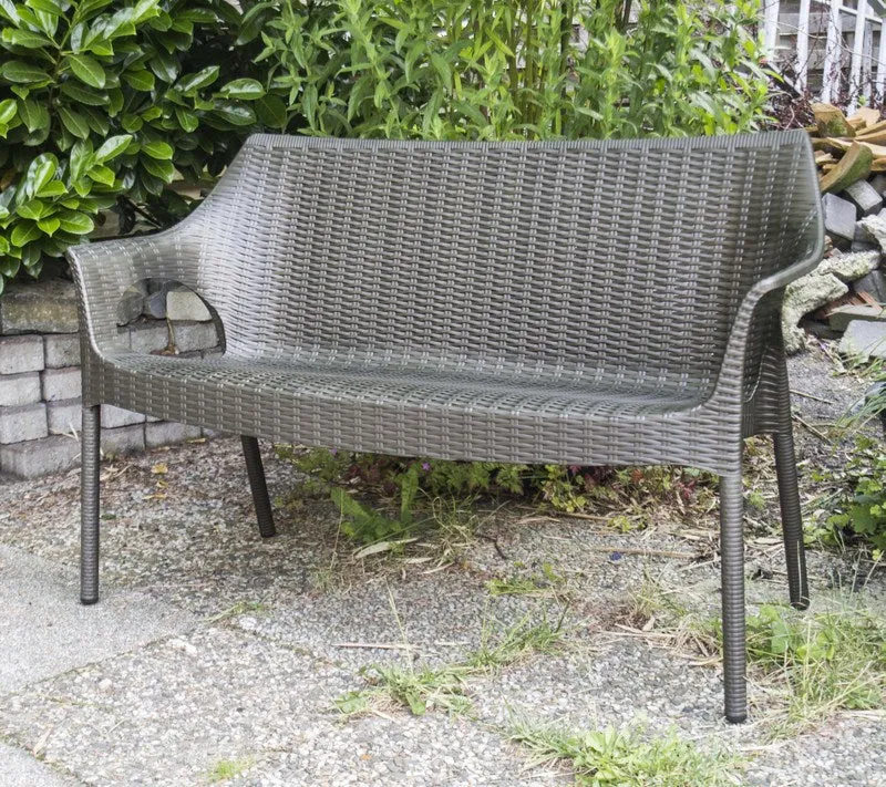 Gartenbank aus Kunststoff in grau, Outdoor Gartenbank
