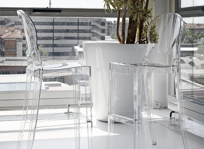 Barstuhl grau transparent, Barhocker transparent Polycarbonat, Sitzhöhe: 74 cm