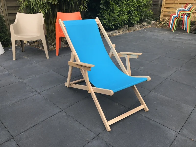 Sonnenliege türkis aus Massivholz und 100 % Baumwolle, Strandstuhl türkis