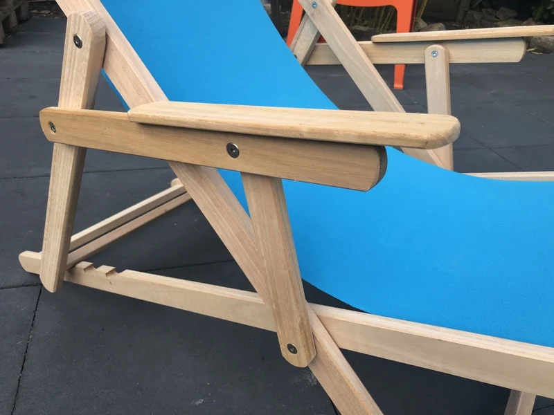 Sonnenliege türkis aus Massivholz und 100 % Baumwolle, Strandstuhl türkis