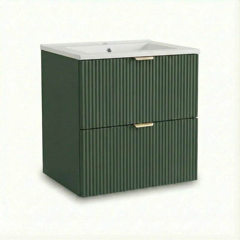 Waschtischunterschrank 60 cm mit Waschbecken Willy - Salbei