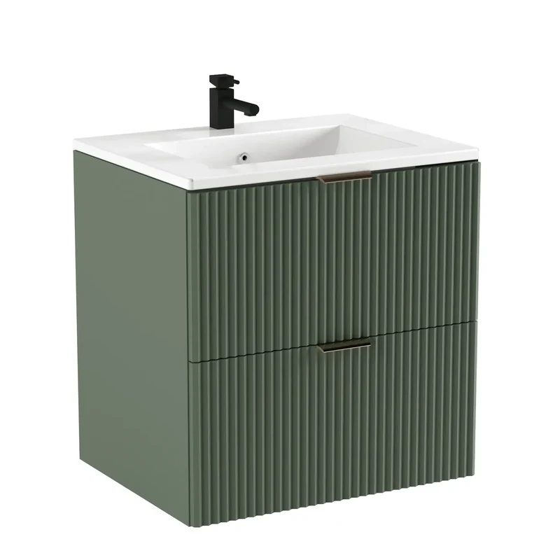 Waschtischunterschrank 60 cm mit Waschbecken Willy - Salbei