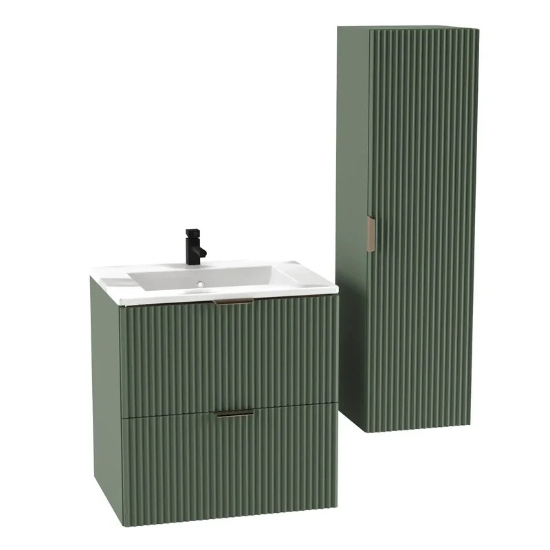 Waschtischunterschrank 60 cm mit Waschbecken Willy - Salbei