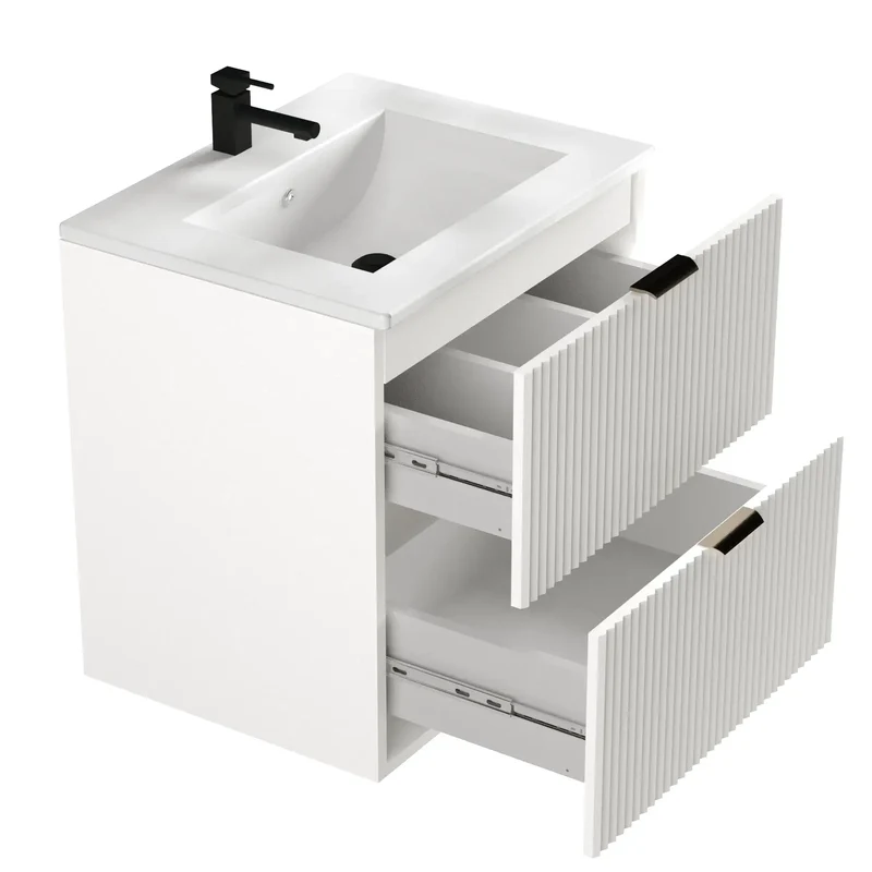 Waschtischunterschrank 60 cm mit Waschbecken Willy - Weiß