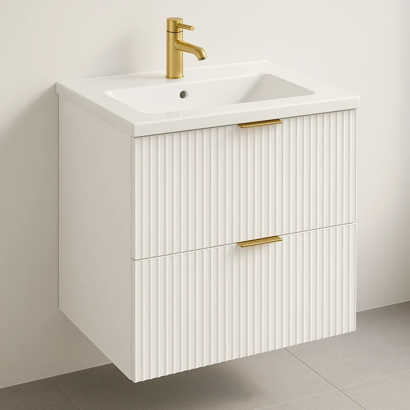 Waschtischunterschrank 60 cm mit Waschbecken Willy - Weiß