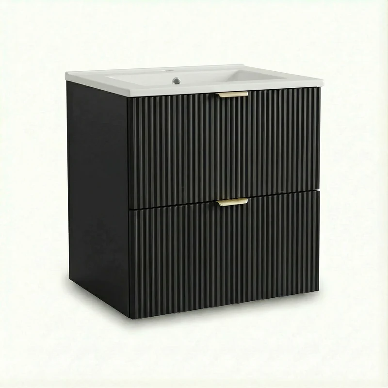 Waschtischunterschrank 60 cm mit Waschbecken Willy - Schwarz