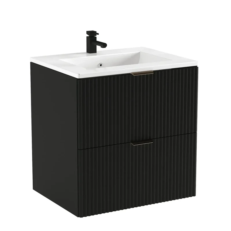 Waschtischunterschrank 60 cm mit Waschbecken Willy - Schwarz