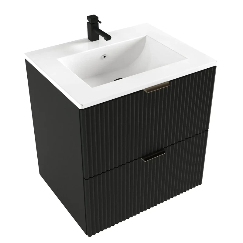 Waschtischunterschrank 60 cm mit Waschbecken Willy - Schwarz