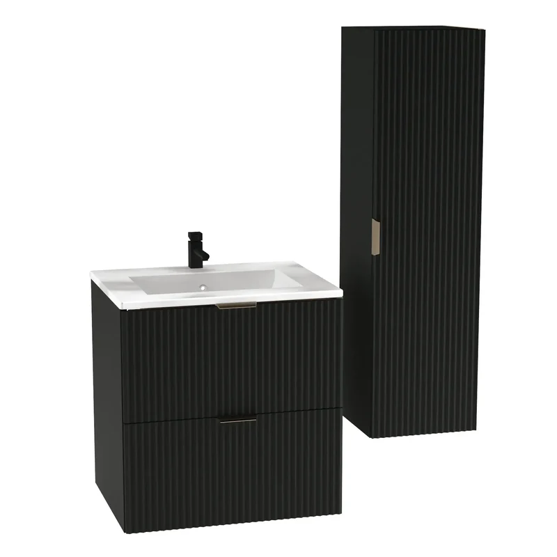 Waschtischunterschrank 60 cm mit Waschbecken Willy - Schwarz