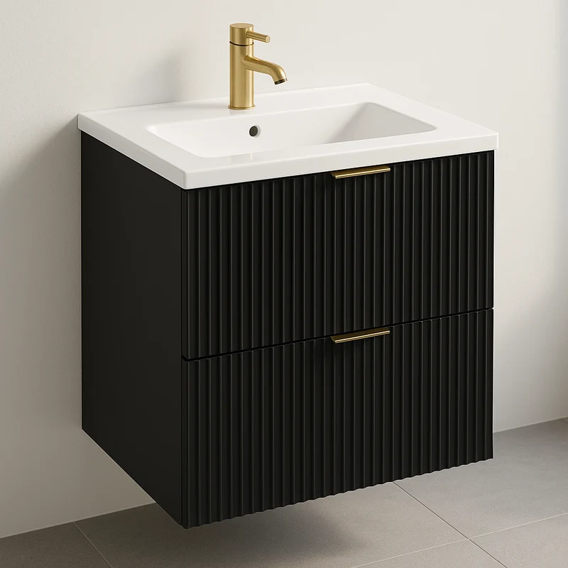 Waschtischunterschrank 60 cm mit Waschbecken Willy - Schwarz