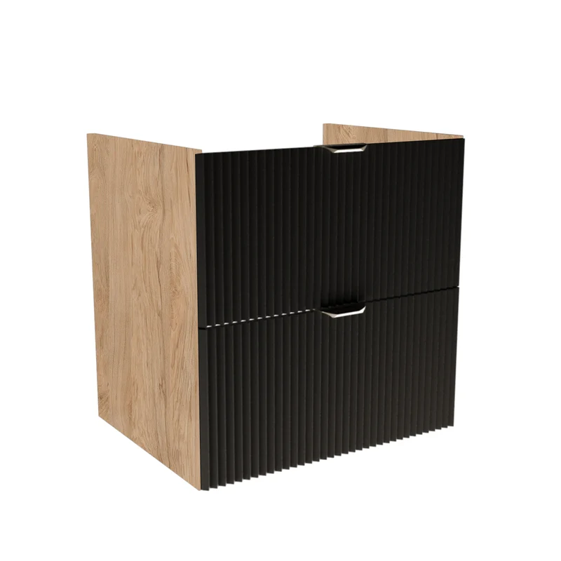 Waschtischunterschrank 60 cm, ohne Oberteil Willy - Schwarz/Walnuss