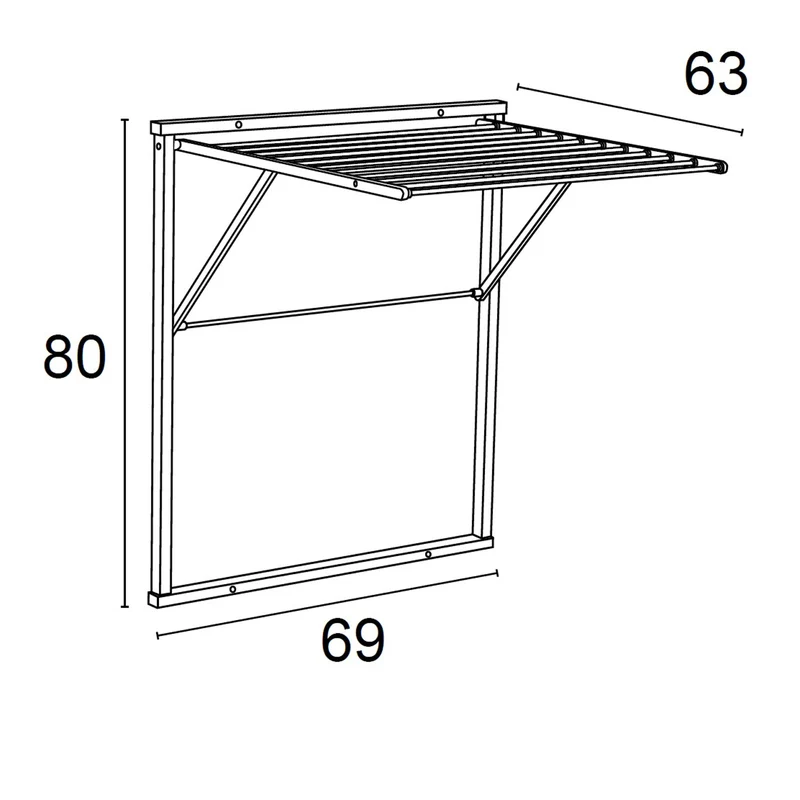 ARIT KLEDY – Klappbarer Wandwäscheständer aus Buche und Aluminium, 6,5 m Trockenlänge, Weiß, Made in Italy