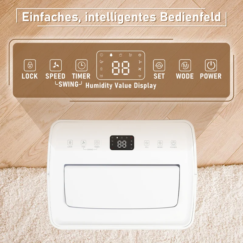 SWANEW 26L/Tag Luftentfeuchter Elektrisch,Raumentfeuchter fur Raumgröße ca. 50m², Lufttrockner Leise, 3 Betriebsarten, Digitalanzeige, 24H Timer