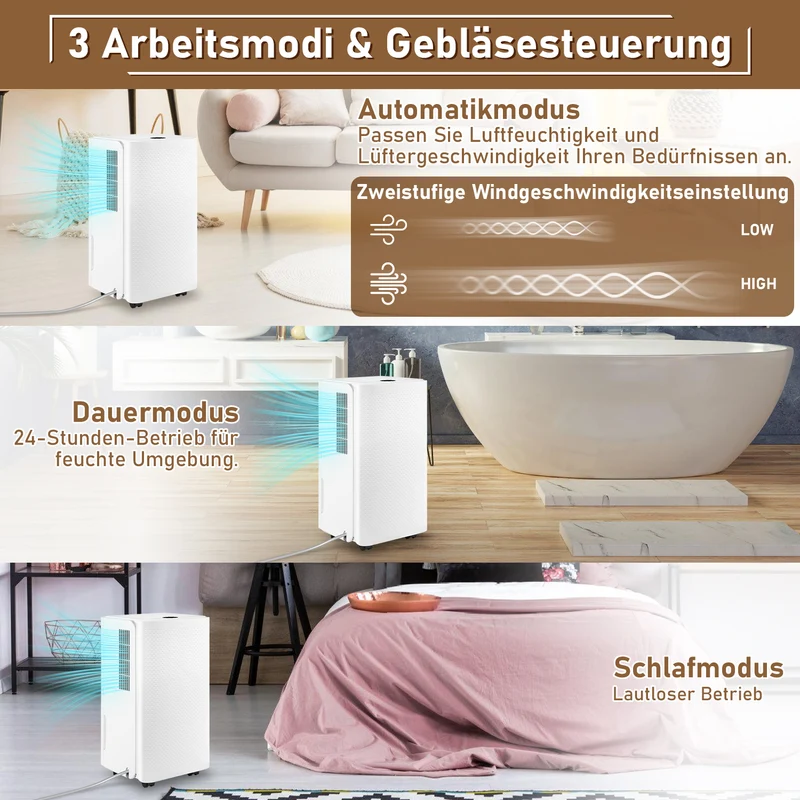 SWANEW 16L/Tag Luftentfeuchter Elektrisch, Luftentfeuchter, Digitalanzeige, Leise 35dB, Entfeuchter 24H Timer