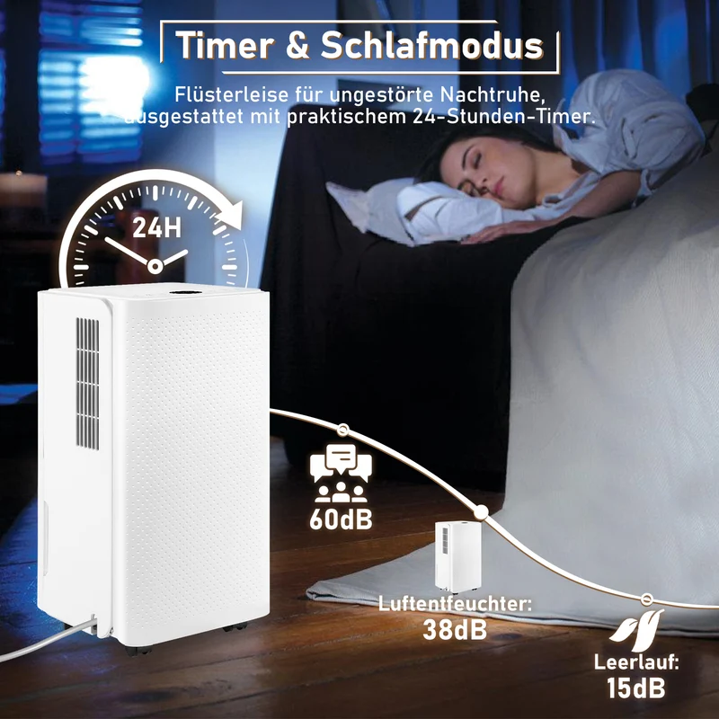 SWANEW 16L/Tag Luftentfeuchter Elektrisch, Luftentfeuchter, Digitalanzeige, Leise 35dB, Entfeuchter 24H Timer