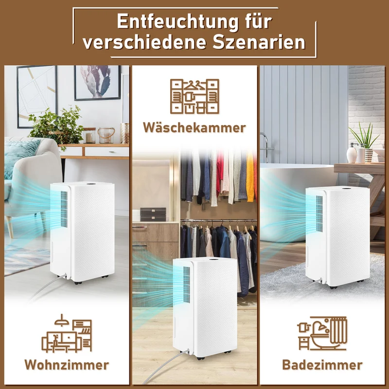 SWANEW 16L/Tag Luftentfeuchter Elektrisch, Luftentfeuchter, Digitalanzeige, Leise 35dB, Entfeuchter 24H Timer