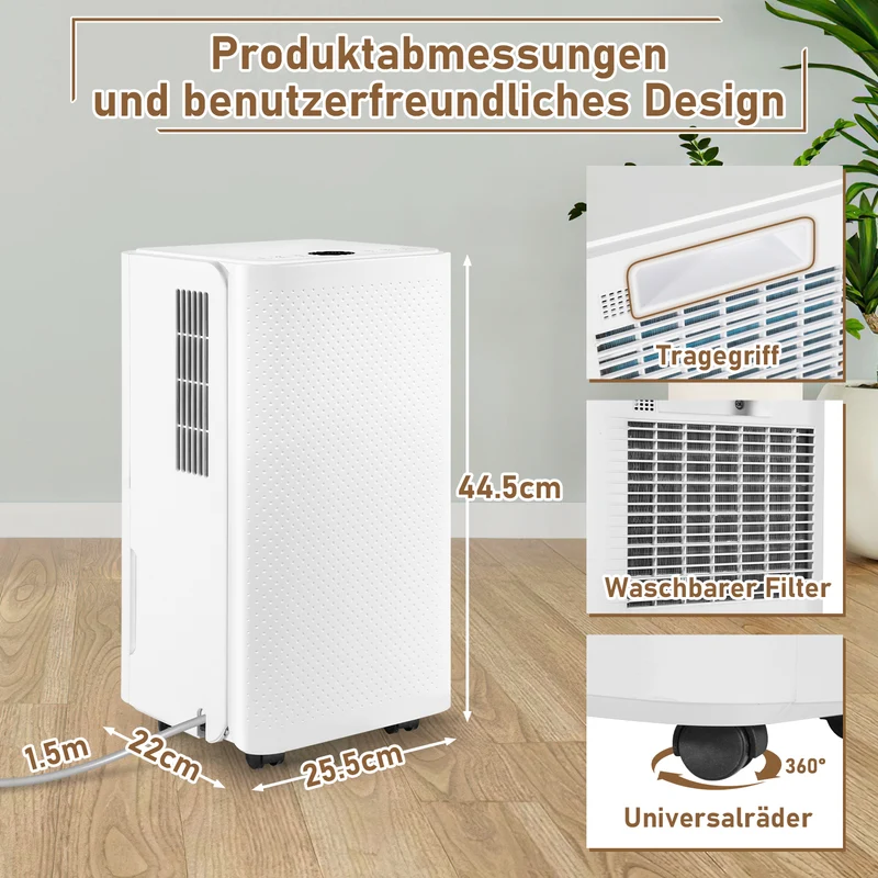 SWANEW 16L/Tag Luftentfeuchter Elektrisch, Luftentfeuchter, Digitalanzeige, Leise 35dB, Entfeuchter 24H Timer