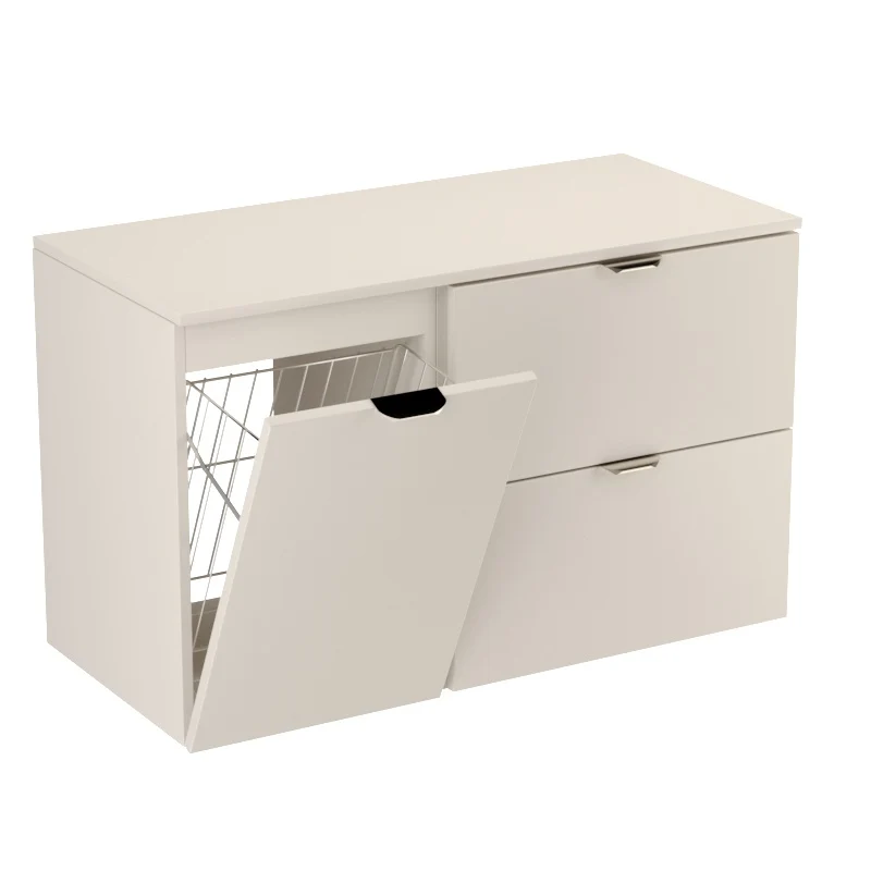 Waschtischunterschrank 100 cm mit Wäschekorb Orio - Kaschmir