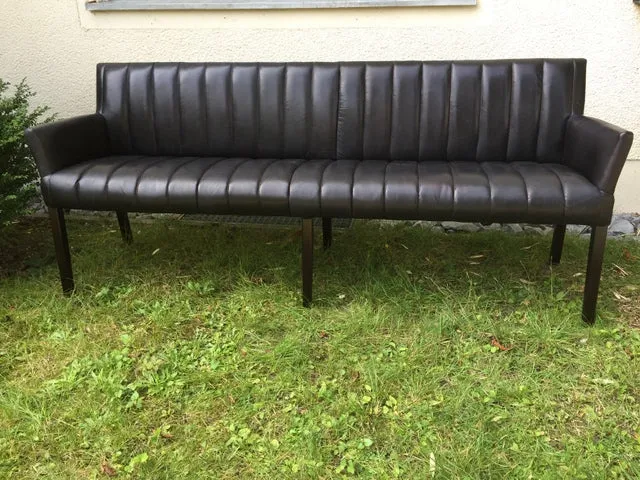 Bank gepolstert Echtleder-Bezug, Bank Echtleder schwarz, Länge 200 cm