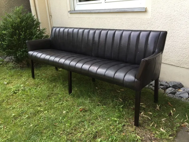 Bank gepolstert Echtleder-Bezug, Bank Echtleder schwarz, Länge 200 cm