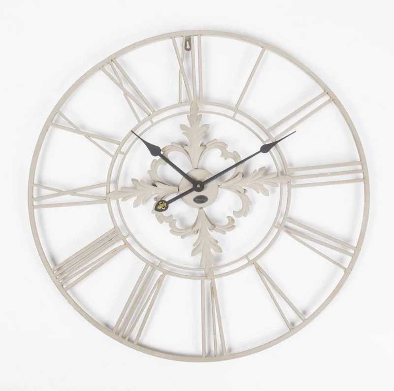 Wanduhr Metall im Landhausstil, Uhr grau vintage, Ø 70 cm