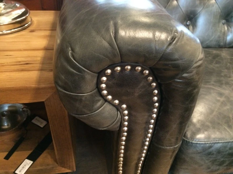Chesterfield Sofa schwarz Echtleder