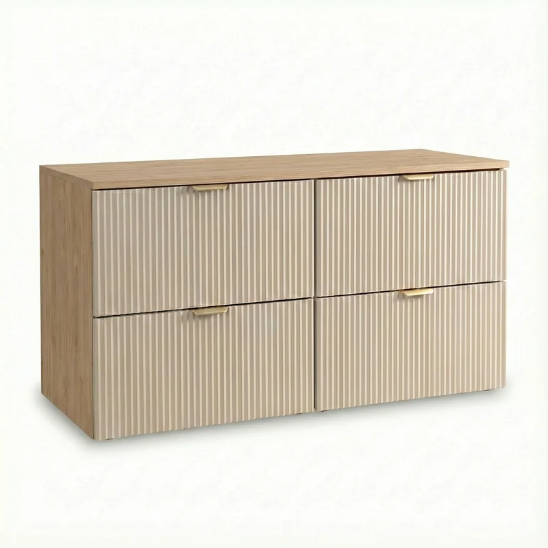 Waschtischunterschrank mit 4 Schubladen 120 cm Willy - Kaschmir/Walnuss
