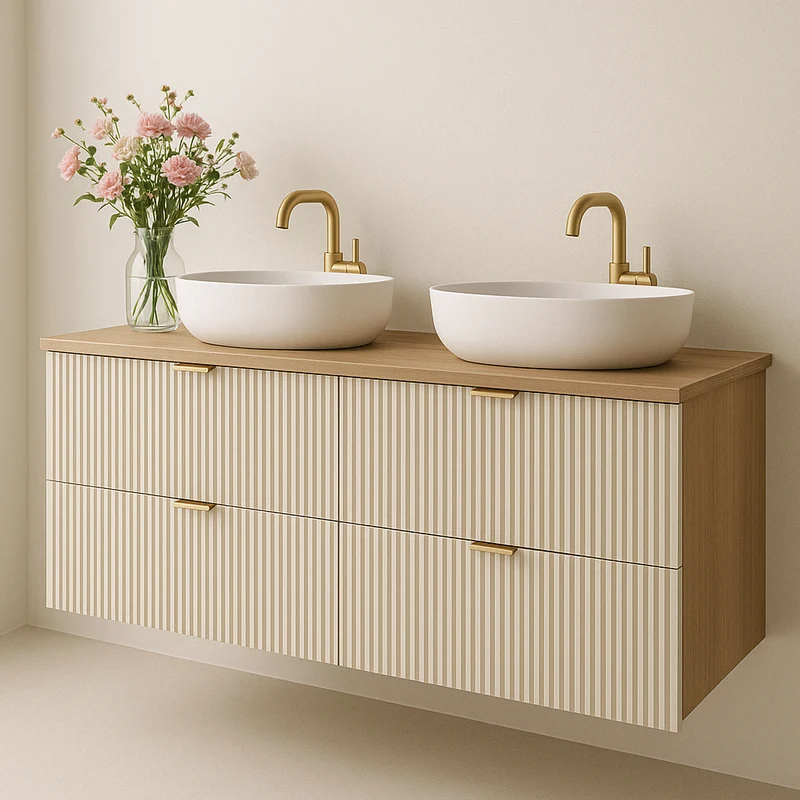 Waschtischunterschrank mit 4 Schubladen 120 cm Willy - Kaschmir/Walnuss