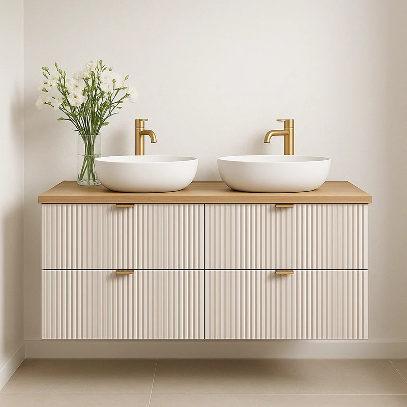 Waschtischunterschrank mit 4 Schubladen 120 cm Willy - Kaschmir/Walnuss