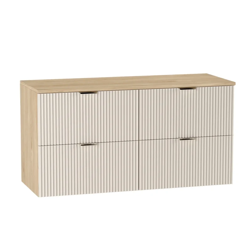 Waschtischunterschrank mit 4 Schubladen 120 cm Willy - Kaschmir/Walnuss