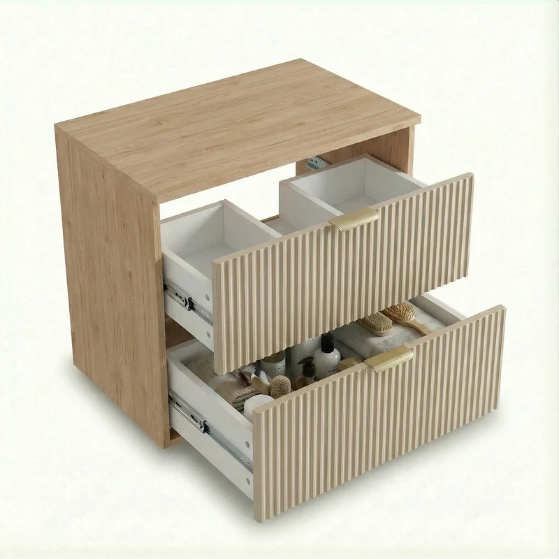 Waschtischunterschrank 80 cm mit Regal Willy - Kaschmir/Walnuss