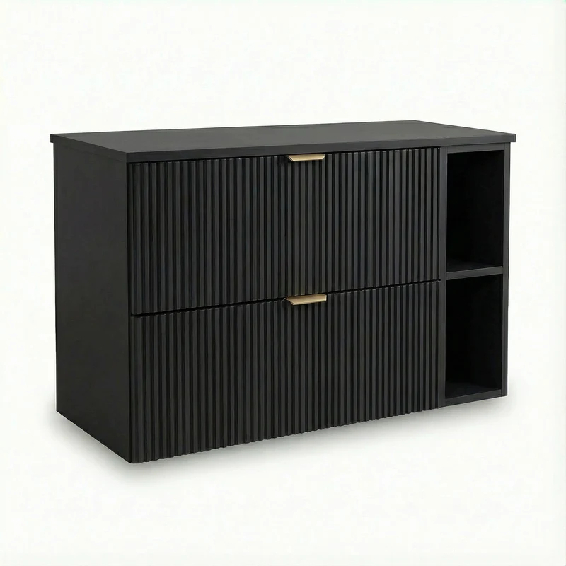 Waschtischunterschrank mit Regal 100 cm Willy - Schwarz