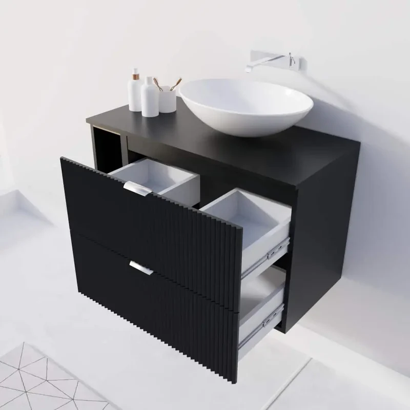 Waschtischunterschrank mit Regal 100 cm Willy - Schwarz