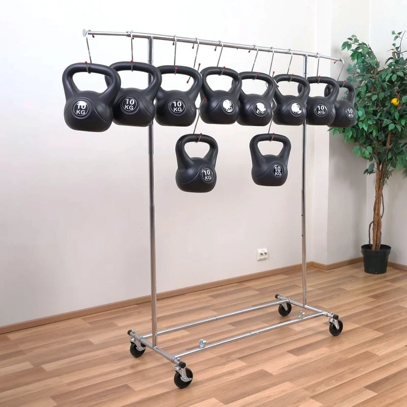 Tatkraft Drogo Schwerlast-Kleiderständer auf Rollen, bis 100kg, Montage in 1Min, Profi, Kleiderständer Stabil, Verstellbar,Klappbar, Verchromter Stahl