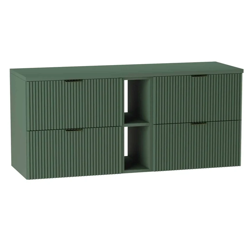 Waschtischunterschrank 140 cm mit Regal Willy - Salbei