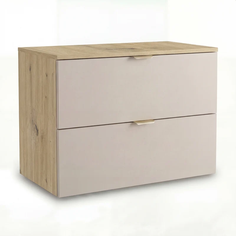 Waschtischunterschrank mit 2 Schubladen 80 cm Orio - Kaschmir/Eiche artisan