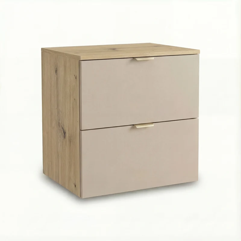 Waschtischunterschrank mit 2 Schubladen 60 cm Orio - Kaschmir/Eiche artisan