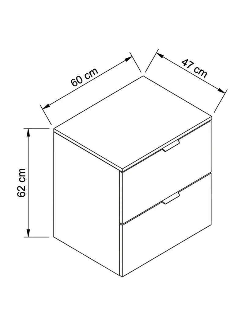 Waschtischunterschrank mit 2 Schubladen 60 cm Orio - Kaschmir/Eiche artisan