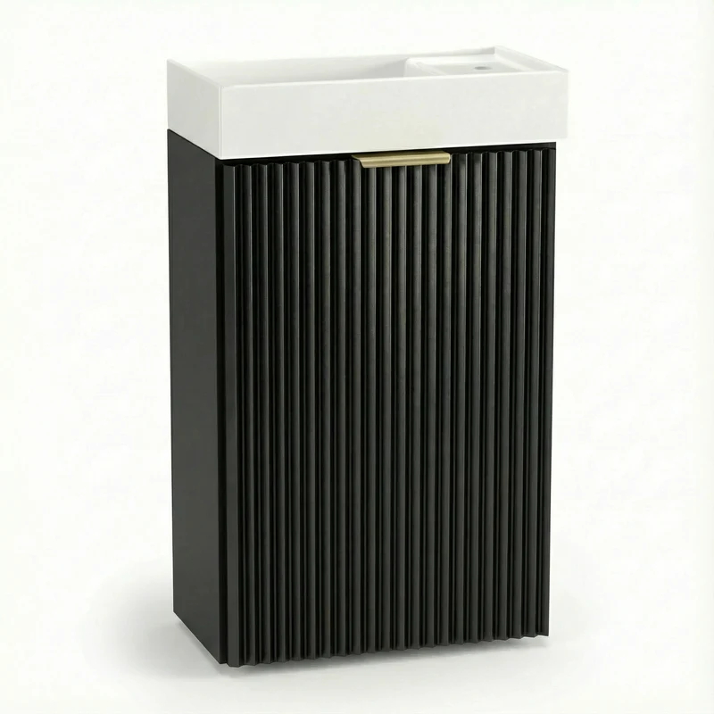 Waschtischunterschrank 40 cm mit Waschbecken Willy - Schwarz